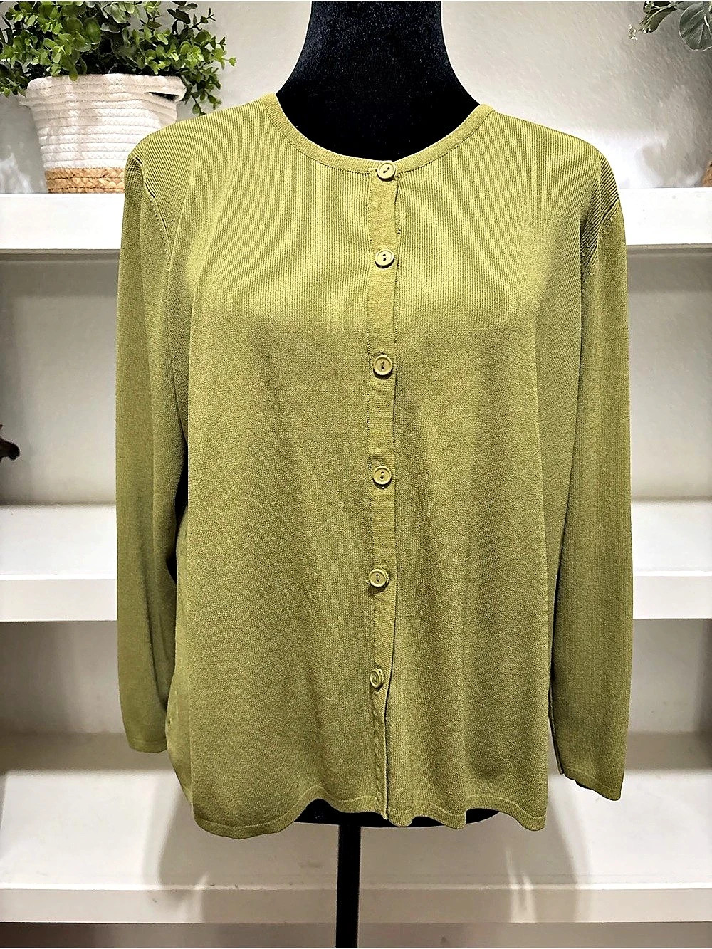 NY Collection Green Cardigan Size 1X Like New